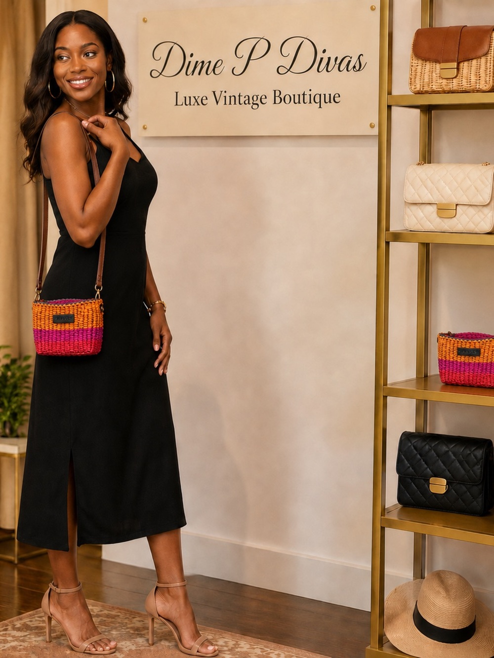 Handwoven Crossbody Bag in Pink and Orange